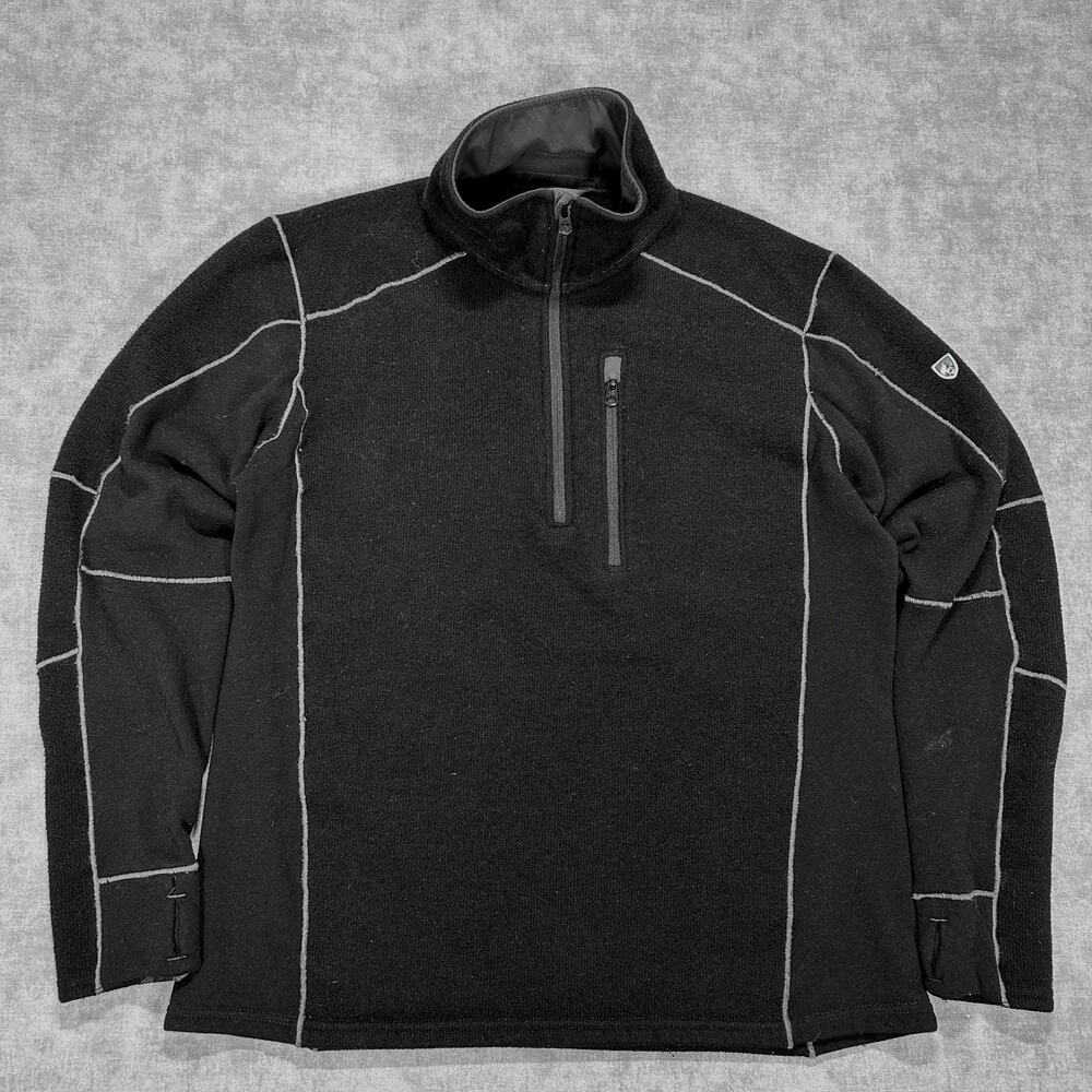 KUHL Interceptr 1/4 Zip Fleece Pullover Mens Large Black Alfpaca 3111 F16